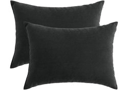 Set van 2 kleine slaapkussens – compact reiskussen van katoen voor volwassenen, kinderen en huisdieren (honden) – geschikt voor nek, pols, onderrug en knie – zwart (17,8 x 28 cm)