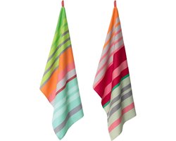 Set van 2 Kleurrijke Keukenhanddoeken van 100% Katoen voor Dagelijks Gebruik
