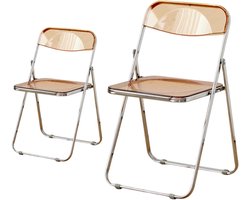 Set van 2 kleurrijke transparante klapstoelen van acryl en metaal, ideaal voor lounges, cafés en restaurants, stijlvol en duurzaam ontwerp, ondersteunt tot 150 kg