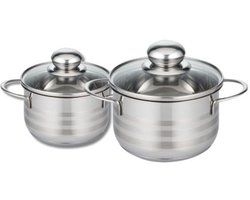 Set van 2 kookpannen 14 en 16 cm van roestvrij staal zonder PFAS Elo Brillant