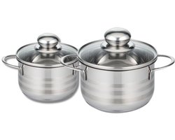 Set van 2 kookpotten 12 en 14 cm in roestvrij staal zonder PFAS Elo Brillant