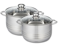 Set van 2 kookpotten 20 en 24 cm van roestvrij staal zonder PFAS Elo Brillant