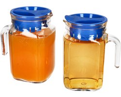 Set van 2 KORA glazen koelkastkannen 0,5 liter met blauw kunststof deksel - 13109528S
