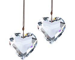 Set van 2 Kristallen Hartvormige Prismas 1.8 cm Transparant Glas voor Decoratie, Feesten, Bruiloften en Tuinaccessoires