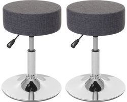 Set van 2 krukken MCW-C22, kruk make-up kruk, in hoogte verstelbaar Ø 35cm ~ textiel, grijs