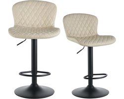 Set van 2 Kunstlederen Barkrukken - In hoogte verstelbaar en draaibaar met rugleuning voor keuken en bistro