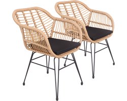 Set van 2 kunststof rotan fauteuils met kussens CINTA