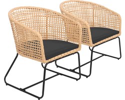 Set van 2 kunststof rotan fauteuils met kussens RINA