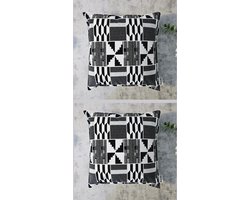 Set van 2 Kussenhoes | 40x40 | | Decoratieve Kussensloop | Sierkussens | Afrikaanse Boheemse Stijl Geometrische 'Mudcloth' Bogolan Geïnspireerd Print Woondecoratie Sierkussen Katoen Etnische Kussenhoes