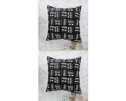 Set van 2 Kussenhoes | 40x40 | Decoratieve Kussensloop | Sierkussens | Afrikaanse Boheemse Stijl Geometrische 'Mudcloth' Bogolan Geïnspireerd Print Woondecoratie Sierkussen Katoen Etnische Kussenhoes 40x40