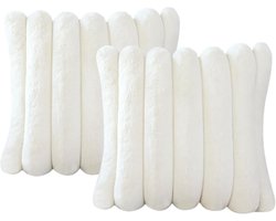 Set van 2 Kussenhoes 45x45 cm - Pluche Kussenslopen - Zonder Binnenkussen - Kussenhoezen - Boho - Gestreepte Vierkante Kussenslopen - voor Slaapkamer, Thuis, Bank, Auto, Decoratie