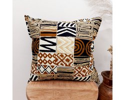 Set Van 2 Kussenhoes 45x45cm | Decoratieve Kussensloop | Sierkussens | | Afrikaanse Boheemse Stijl Geometrische 'Mudcloth' Bogolan Geïnspireerd Print Woondecoratie Sierkussen Katoen Etnische Kussenhoes