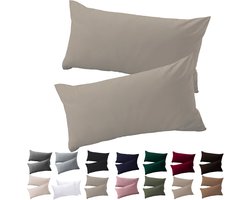 Set van 2 Kussenhoezen 40 x 80 cm - Natuurlijk en Kreukvrij, Met Rits