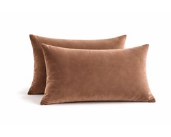 Set van 2 Kussenhoezen 40x60 cm Lichtbruin – Sierkussen Hoes met Zachte Stof – Decoratieve Woonaccessoire voor Bank en Bed