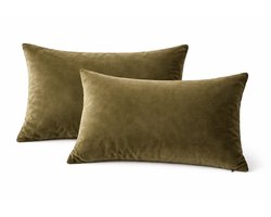 Set van 2 Kussenhoezen 40x60 cm olijfgroen – Zachte Sierkussenhoezen – Decoratieve Hoes voor Bank en Bed