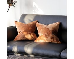 Set van 2 kussenhoezen - Decoratieve kussenhoezen voor de woonkamer, bank of slaapkamer - Effen kussenhoezen met fluweeltextuur - Zachte en comfortabele kussenhoezen voor op de bank - Zachte, luxueuze en elegant ontworpen kussenhoezen