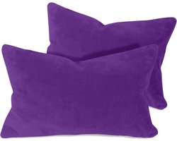 Set van 2 Kussenhoezen van Koraal-Knuffel-Fleece 40 x 60 cm in Lila