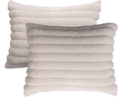 Set van 2 Kussenslopen 50x70 cm – Rechthoekige -wit-Fluwelen Kussenhoezen – Pluche Sierkussens voor Bank of Bed – Zachte Decoratieve Kussenovertrekken