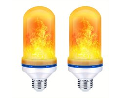 Set van 2 LED-lampen met vlameffect (4 standen) – Vlamlamp – Fakkellamp – LED-vlamlamp met kaarseffect