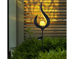 Set van 2 LED zonne-energie lampen buitenverlichting decoratie plug-in lampen vlam ontwerp