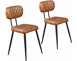 Set van 2 leren eetkamerstoelen – stijlvolle stoelen voor woonkamer & keuken