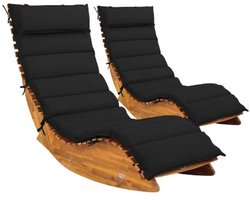 Set van 2 Ligstoelen Java - FSC® Acaciahout met Kussen - Antraciet