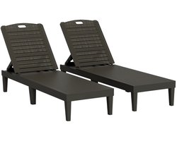 Set van 2 Ligstoelen - Ligstoel - Ligbed met 4-standen Verstelbare Rugleuning - Tuinstoel - Strandstoel - Campingligstoel - tot 120 kg - Zonnebed - Relaxstoel voor Tuin, Terras, Zwembad & Balkon - Zwart