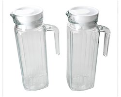 Set van 2 Lima koelkastkannen 0.95l van glas met wit plastic deksel - 11271