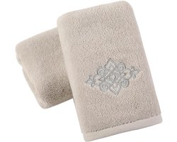 Set van 2 Luxe Absorberende Handdoeken in Beige - Super Zacht en Dikke Decoratieve Handdoek voor Badkamer, Spa en Hotel 30 x 65 cm