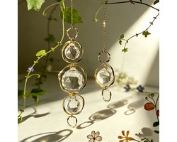 Set van 2 Luxe Kristallen Suncatchers met Gouden Ovale Frames – Sprankelende Regenboogdecoratie, Elegant Ontwerp voor Binnen en Auto