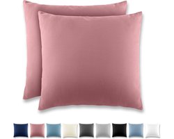 Set van 2 Luxe Kussenhoezen 65x65 cm - Zacht Geborsteld Microvezel - Met Ritssluiting - Lotusroze