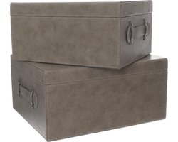 Set van 2 Luxe Retro Vintage Lederen Opberdozen | Koffer | Decoratie | Opbergkoffer | Huisdecoratie