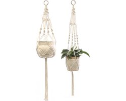Set van 2 Macramé Plant Hangers voor Bloempotten - Hangende Plantenhouder van Katoen voor Binnen en Buiten, Perfect voor Wanddecoratie en Tuinaccessoires