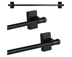 Set van 2 Magnetische Gordijnroedes voor Metalen Deuren met Verstelbare Lengte – Uitschuifbaar van 16 tot 28 Inch – Magnetische CaféRoede – Eenvoudige Installatie voor Elke Stalen Ondergrond Zwart