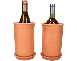 Set van 2 Mambocat terracotta wijnkoelers + onderzetters Ø 12,5 cm