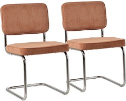 Set van 2 MARIA terracotta corduroy sledestoelen