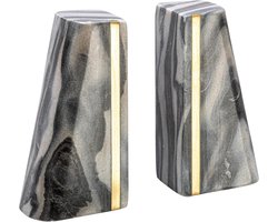 Set van 2 Marmeren Boekensteunen met Gouden Accent