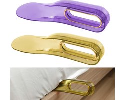 Set van 2 - Mattress Lifter - Wigvormige matrasverhoger - Hulpmiddel voor het aanpassen van beddengoed - Voor het verschonen van lakens, het aanpassen van beddengoed en matrassen - Geel en paars