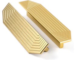 Set van 2 Messing Kastgrepen - Geborsteld Ladesysteem - Moderne Gouden Hardware voor Meubels - 96mm Bevestigingsafstand