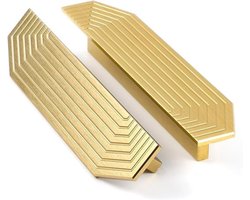 Set van 2 Messing Kastgrepen - Geborsteld Ladesysteem - Moderne Gouden Hardware voor Meubels - 96mm Bevestigingsafstand