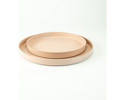 Set van 2 Metalen Dienbladen Rond - Blush | Stijlvolle en Functionele Toevoeging aan Jouw Interieur!