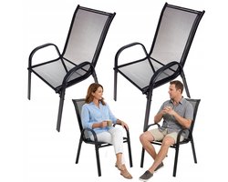 Set van 2 Metalen Loungestoelen Textilene Zwart - Mingo Charden