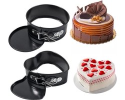set van 2 mini-cakevormen - rond en hartvormig - met antiaanbaklaag - 12 cm - ideaal voor cheesecake en moussecake
