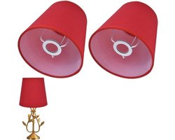 Set van 2 Mini Kroonluchter Lampenkappen - Rode Lichte Tinten van Zijden Stof voor Tafel- en Vloerlampen