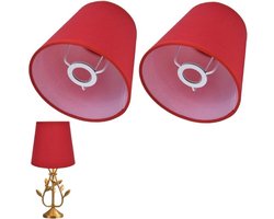 Set van 2 Mini Kroonluchter Lampenkappen - Rode Lichte Tinten van Zijden Stof voor Tafel- en Vloerlampen