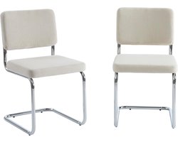 Set van 2 moderne corduroy stoelen met verchroomde metalen poten
