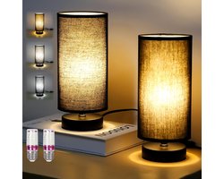 Set van 2 Moderne Tafellampen met Stoffen Kap, Ideaal als Nachtlamp voor Slaapkamer en Woonkamer