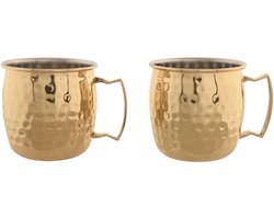 Set van 2 mokken Home ESPRIT Gouden Loft 480 ml (2 Stuks)