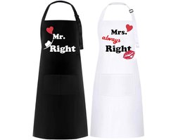 Set van 2 Mr & Mrs Koppel Schortjes - Voor Mannen & Vrouwen - Perfect Cadeau voor Bruiloft, Verjaardag, Valentijnsdag & Kerst