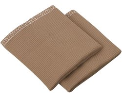 Set van 2 Naadloze Elastische Ribmanchetten 9,8 x 9,5 cm van Katoen - voor het repareren van kleding (broeken, mantels, truien) - (bruin)
